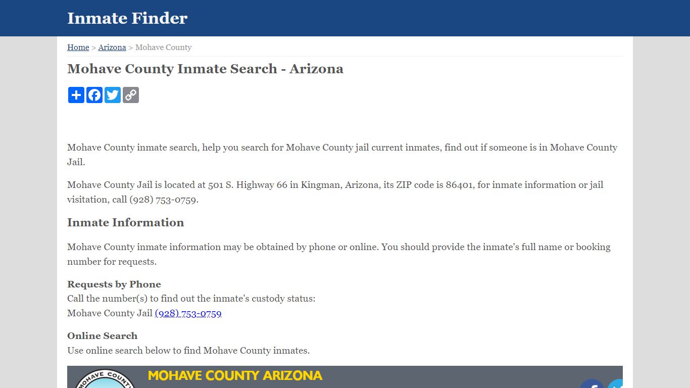 Mohave County Inmate Search - Arizona